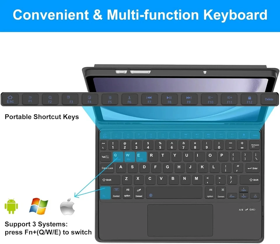 Galaxy Tab A9 plus Case with Keyboard, Touch Keypad for Samsung A9+ Tablet 2023, - Image 2 of 4
