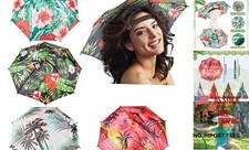 4 Pack Umbrella Hat Hands-Free Colorful Head Umbrella for Adults Hawaii