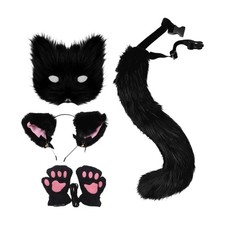 Fox Ears Headband and Tail Set Hair Hoop for Stage Halloween Masquerade