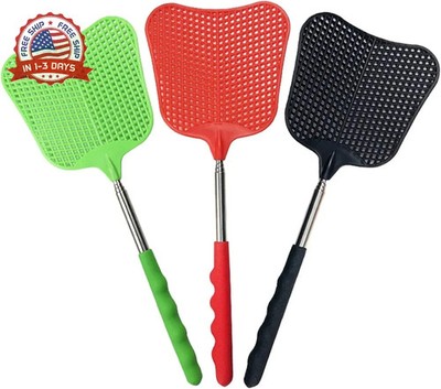 Fly Swatters Extendable, Durable Plastic Fly Swatter Heavy Duty Set, Telescopic