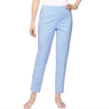 Talbots Pants Women's Size 8P Petite Seersucker Blue White Gingham Cotton