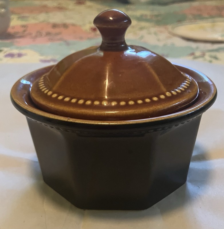 Vintage Sears Octagon Black And Brown Sugar Bowl 
