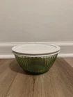 Pyrex Green Glass 7402-S 6 Cup Ribbed Mixing Bowl Vintage