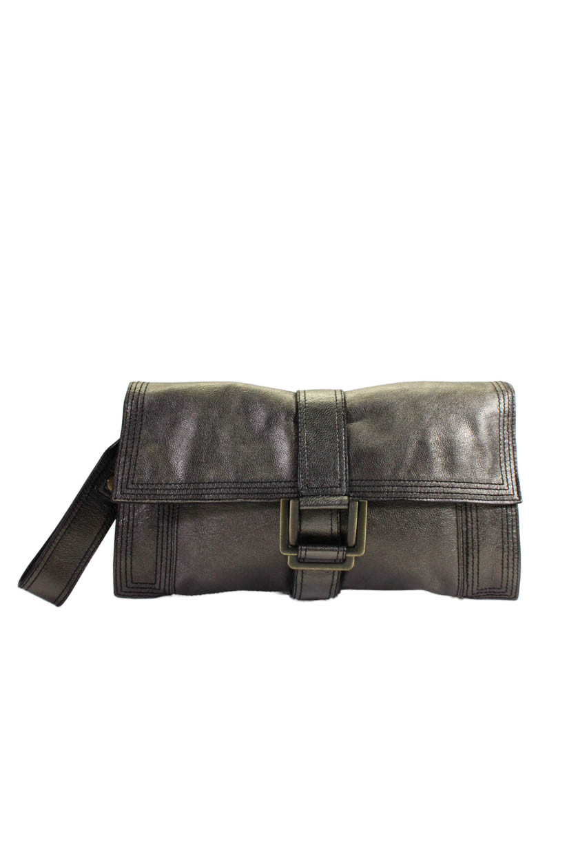 Kooba Womens Metallic Bronze Buckle Wristlet Clutch Bag Handbag - Main Image