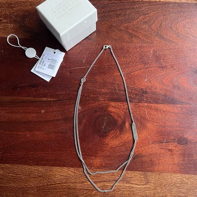 Maison Margiela 925 Sterling Silber Halskette mit ID-Anhänger 2 reihig Stufen