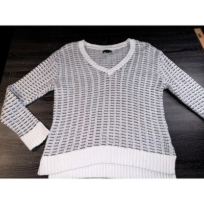 Tommy Hilfiger Sweater Womens XL V Neck Stripe Knit Coastal Grandma Preppy