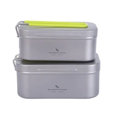 Titanium Mess Tin with Lid & Handle Outdoor Camping Tableware Cookware Lunch ...