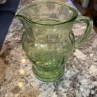 Vintage Hocking Glass Uranium Green Depression Glass Pitcher Cameo Pattern