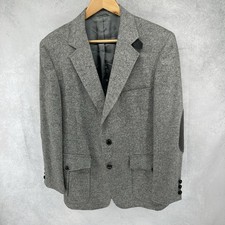 Vtg La Mar Sport Coat Sz 40R Gray Suede Elbow Patches Made In USA Academic