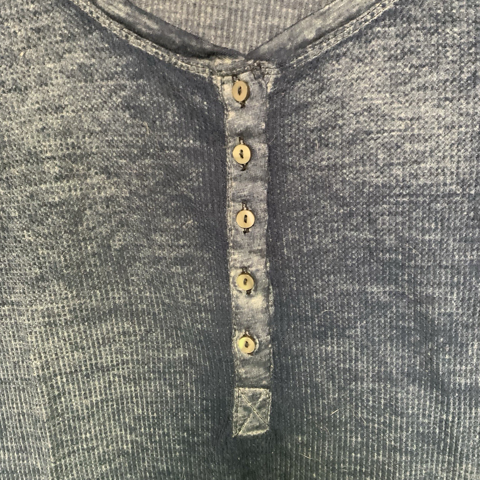 Aeropostale Women’s Shirt Henley Ribbed Knit Sz XS Navy Blue Long Sleeve Button