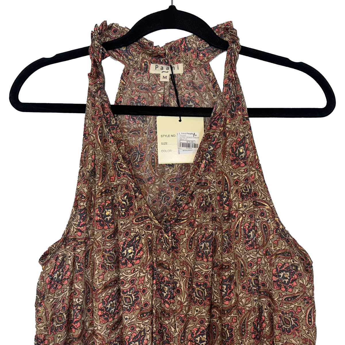 knee length dresses for ladies Metallic Paisley Design Dress Medium main image 0