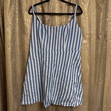Old Navy Linen Blend Blue Striped Nautical Fit & Flare Summer Mini Dress XL