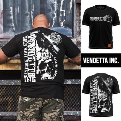 Vendetta Inc. Herren Rundhals kurzarm T Shirt Skull Crow schwarz VD-1167 Print 