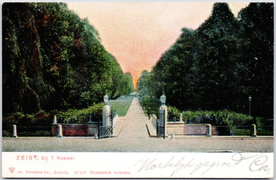 Netherlands Zeist Kasteel Park Entrance Tree Lined Avenue Sunset 1905 Postcard