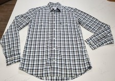 Lacoste Men's Button Down Long Sleeve Shirt 38 Blue/black Plaid 100 Cotton