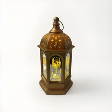 Ramadan Lantern Eid Mubarak Tabletop Decoration Moon Castle Pattern LED Light