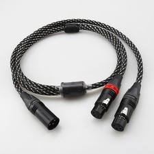 Neutrik XLR 3-Pin Male Plug to 2-XLR Female Jacks Y-Splitter OFC Cable