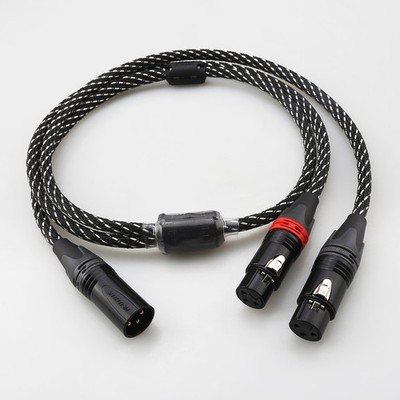 Neutrik  XLR (3-Pin) Male Plug to 2-XLR Female Jacks Y-Splitter OFC Cable