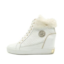 Guess Damen FLFRR3LEP12 Sneaker Weiß Kunstleder High-Top Goldakzente Wedge EU 39