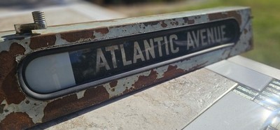 Vintage 1948 New York Subway  Car Destination Rollsign in Signbox  *small tear*
