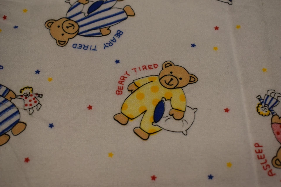 BEARLY ASLEEP FLANNEL FABRIC stars teddy bear 21" x 24" piece scrap remnant FQ - Image 3 of 4