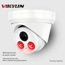 VIKYLIN 8MP 4K IR Night Vision Turret IP Camera Built-in MIC IP67 Waterproof WDR
