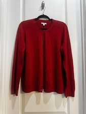 Croft  Barrow Red Cardigan Large Round Neck Long Sleeves Armpit To Armpit 21  