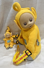 1999 Teletubbies Laa-Laa Plush Backpack Holiday Fair Yellow Vintage W/ Clip On