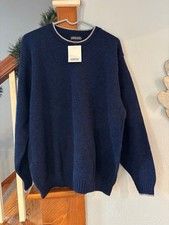 Lands' End direct merchants Blue Crewneck Sweater vtg NWT XL 100% wool USA made