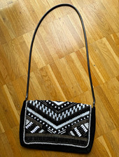 H&M Damen Schultertasche klein Schwarz/Weiß ...