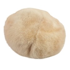 Vintage 60s Blonde Mink Fur Pillbox Hat Champagne Beige Winter Luxury Glam
