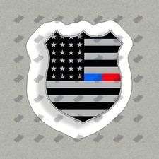 Thin Blue Line Shield Vinyl Sticker Decal American Flag Police 515361