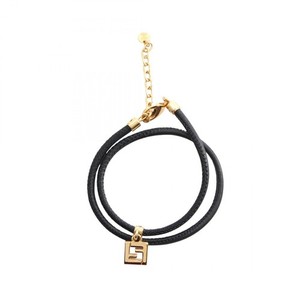 Authentic FENDI FOREVER Bracelet Gold Plated leather Black Used Women