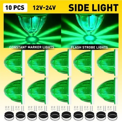 10X LED Watermelon Light Green Clearance Truck Trailer Turn Signal Light 3.5'' EH