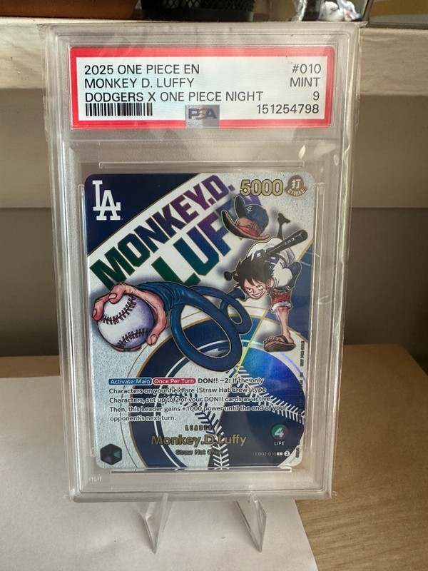 2025 One Piece Night x Los Angeles Dodgers Monkey D. Luffy Promo 010 PSA 9