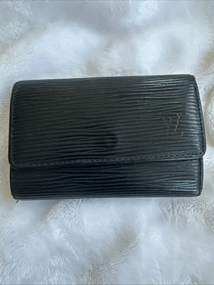 Genuine LOUIS VUITTON BLACK TAIGA LEATHER 6 KEY HOLDER KEY ORGANIZER