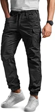 Men's Lightweight Joggers Tapered Fit Water Resistant Cargo Pants, Elastic Waist