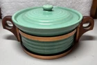 Vintage Bauer Ringware 7-1/2” Jade Green Casserole With Stand