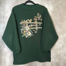 VTG 90's Morning Sun Sweatshirt Tunic Squirrel Floral Farm Womens XL Grandmacore