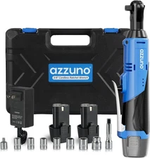 AZZUNO 3/8" Electric Cordless Ratchet Power Ratchet Tool Kit 2 Battery