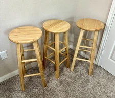 3 Barstools - 29" Mainstays Wood Barstools