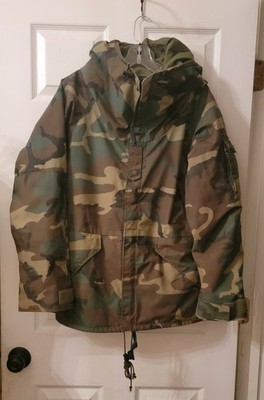 US Military ECWCS Gen 1 Parka Medium Short Woodland Camo Gore-Tex Hooded Jacket