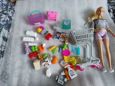 Barbie Supermarket Playset With Food, Trolley Doll And Accessories
