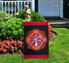 Fire Rescue garden flag 12"x18" applique flag single sided