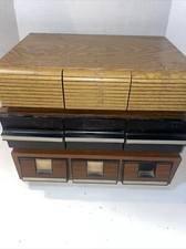 Mixed Lot of 3 VINTAGE CASSETTE TAPE CABINET 3 DRAWER FAUX WOOD STORAGE CASES