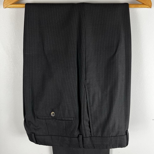 RECENT Hugo Boss Drago 42L Tailored gray stripe Italian wool suit 35 x 34 - Picture 3 of 13