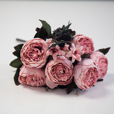 Artificial Suede Peony Flower Bouquet (NO.6) 4Colours Wedding Centrepiece Decor