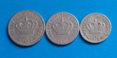 Greece Set of 3  Coins -  1895 - 5 L/10 L/20 L