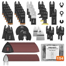154pc Oscillating Multi Tool Blades Curved Saw Metal Wood Sandpaper Complete Kit