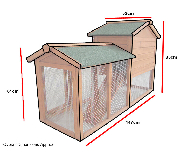 LARGE RABBIT HUTCH & BUILT IN RUN / DELUXE GUINEA PIG HUTCHES PET HOUSE